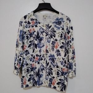 Talbot's Floral Button Cardigan Size Large